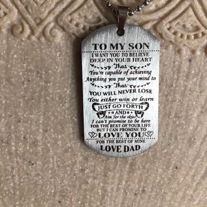 New To my Son From Dad DogTag Necklace 3”